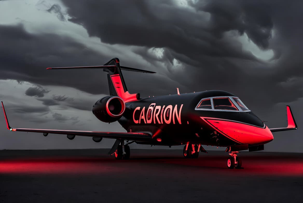 Private aircraft tail and engine captured in evening light
